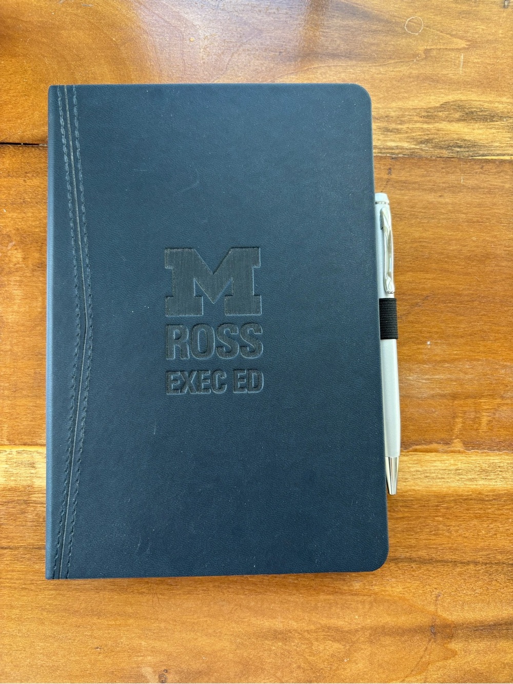 University of Michigan Ross Navy Blue Leatherette Notebook with Pen
